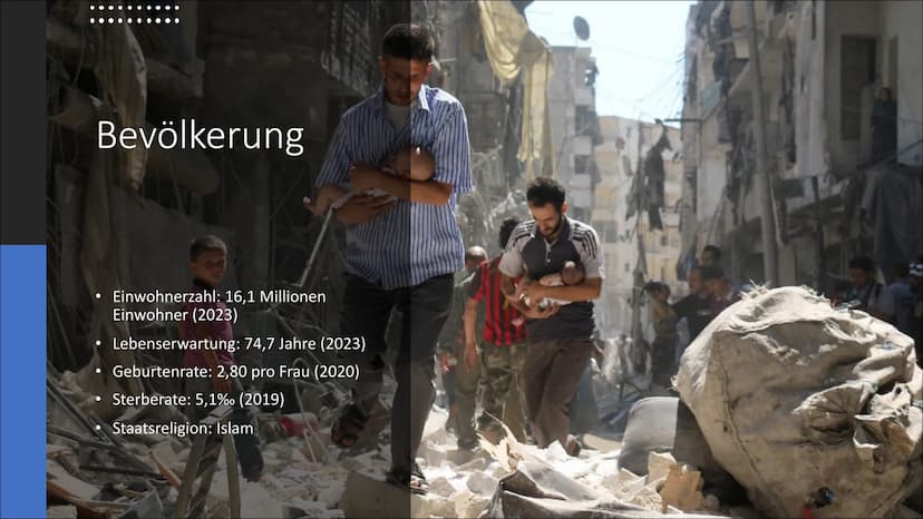 Syrien Gliederung
Allgemeine Fakten
Geographisch & Klima
Bevölkerung
Geschichte
Kultur
Politik & Wirtschaft
Tourismus
• Sehenswürdigkeiten &