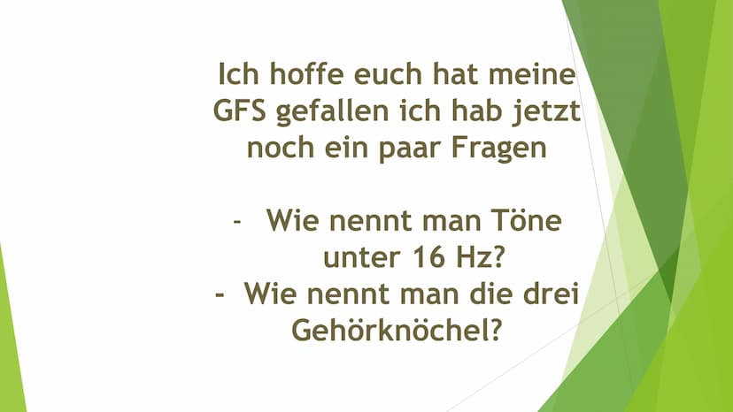 Akustik - Das Ohr
Wie entsteht Schall?
In wie weit können wir Töne hören?
- Wie ist das Ohr aufgebaut?
Wie funktioniert der Hörvorgang?
Wie 