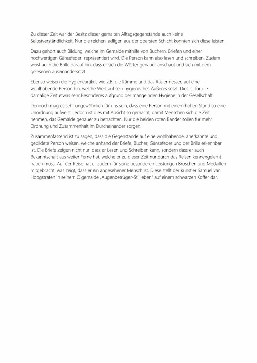 Bildinterpretation
Das Augenbetrüger-Stillleben" ist eines der bekanntesten Ölgemälden vom niederländischen
Maler und Kunsttheoretiker Samue