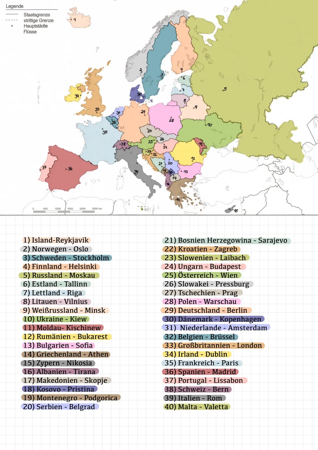 Legende
Staatsgrenze
strittige Grenze
Hauptstädte
Flüsse
500
1000
1
1500
34
2500
3000 km
1) Island-Reykjavik
2) Norwegen - Oslo
3) Schweden 