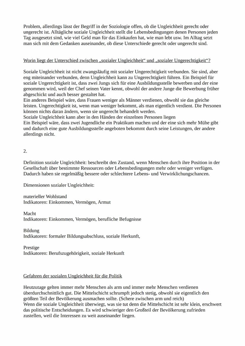 Was ,,soziale Ungleichheit" bedeutet
1.
Überall, wo Menschen zusammentreffen entstehen Beziehungsgefüge, wo jeder automatisch eine
Position 