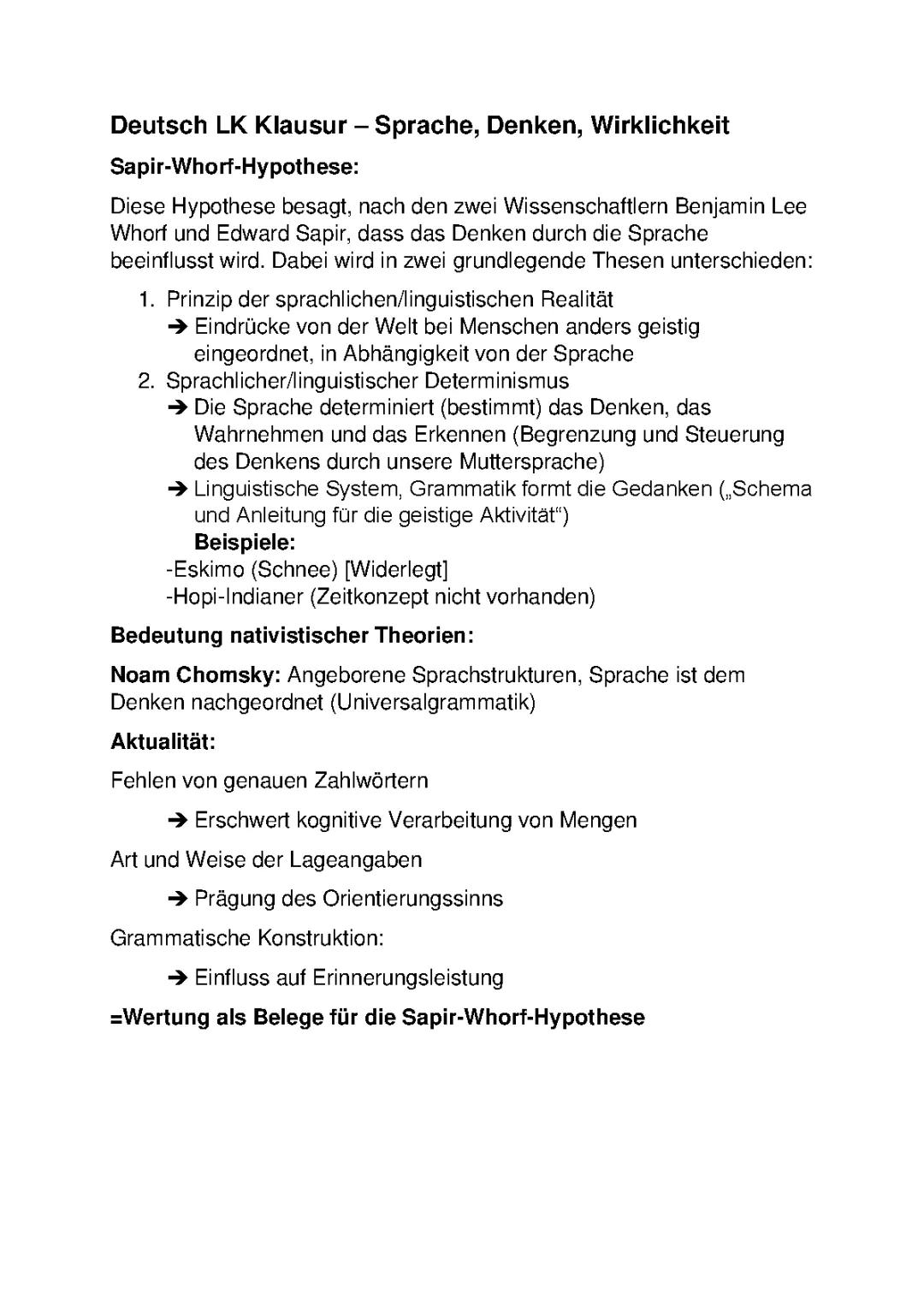 Sapir-Whorf-Hypothese Deutsch LK - Beispiele, Kritik und PDF