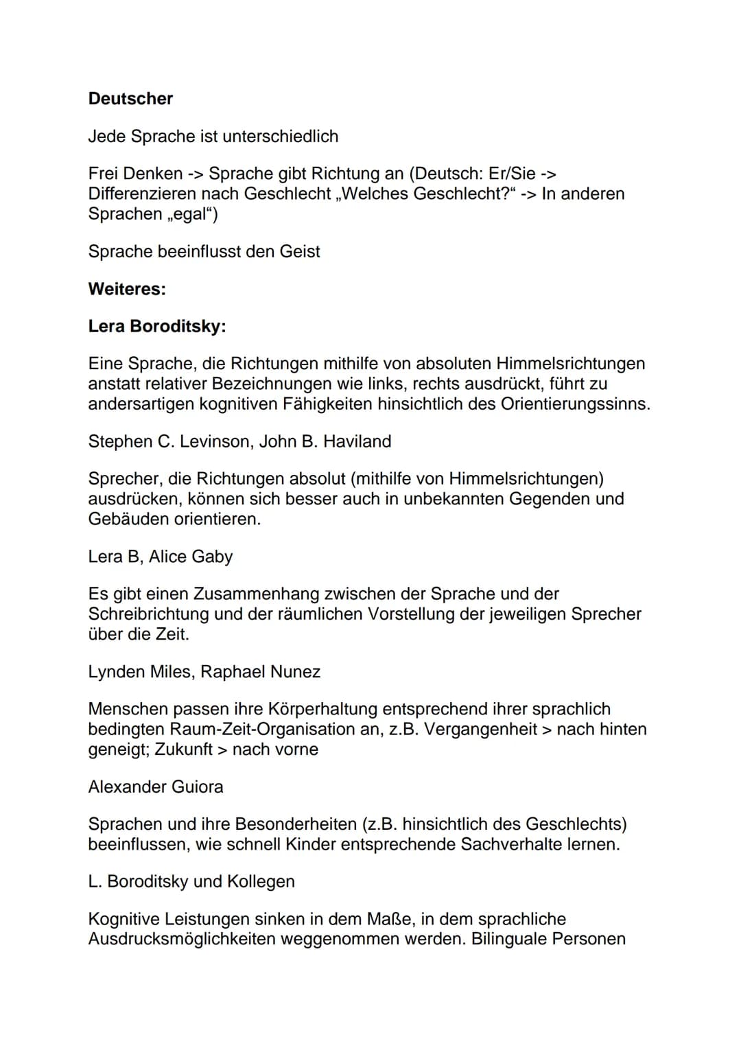 Deutsch LK Klausur - Sprache, Denken, Wirklichkeit
Sapir-Whorf-Hypothese:
Diese Hypothese besagt, nach den zwei Wissenschaftlern Benjamin Le