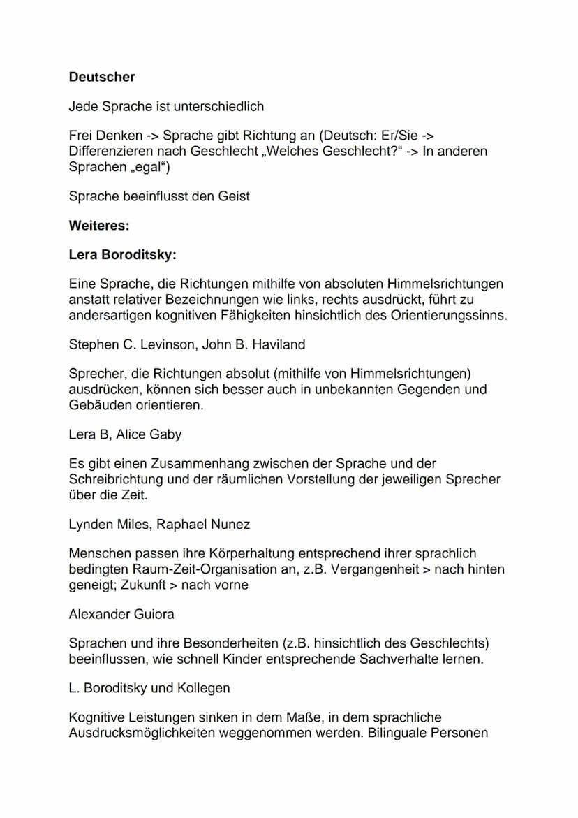 Deutsch LK Klausur - Sprache, Denken, Wirklichkeit
Sapir-Whorf-Hypothese:
Diese Hypothese besagt, nach den zwei Wissenschaftlern Benjamin Le