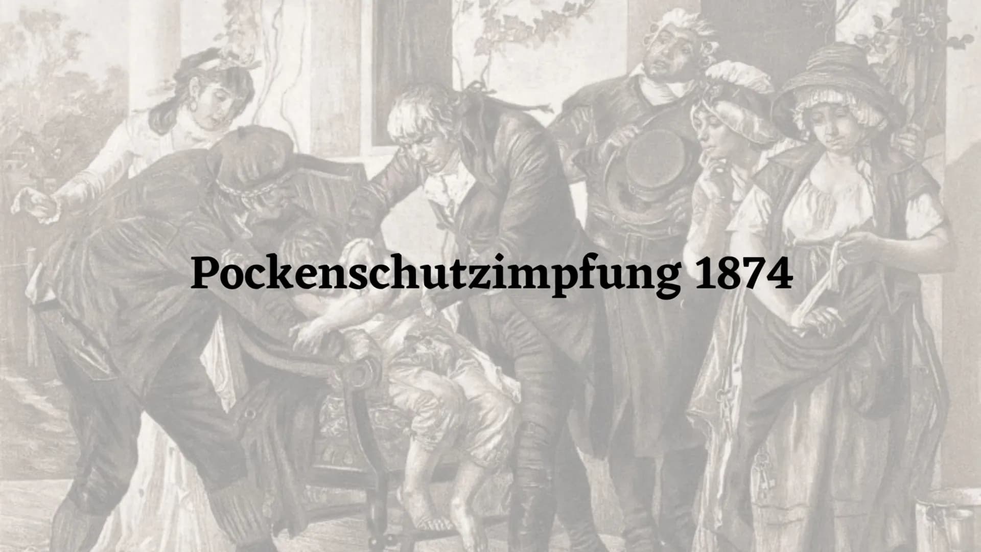 Was seht ihr? Pockenschutzimpfung 1874
Handout
Pocken Allgemein:
- Lebensgefährlicher Virus
- Infizierte sind übersäht mit Hautbläschen
Zust