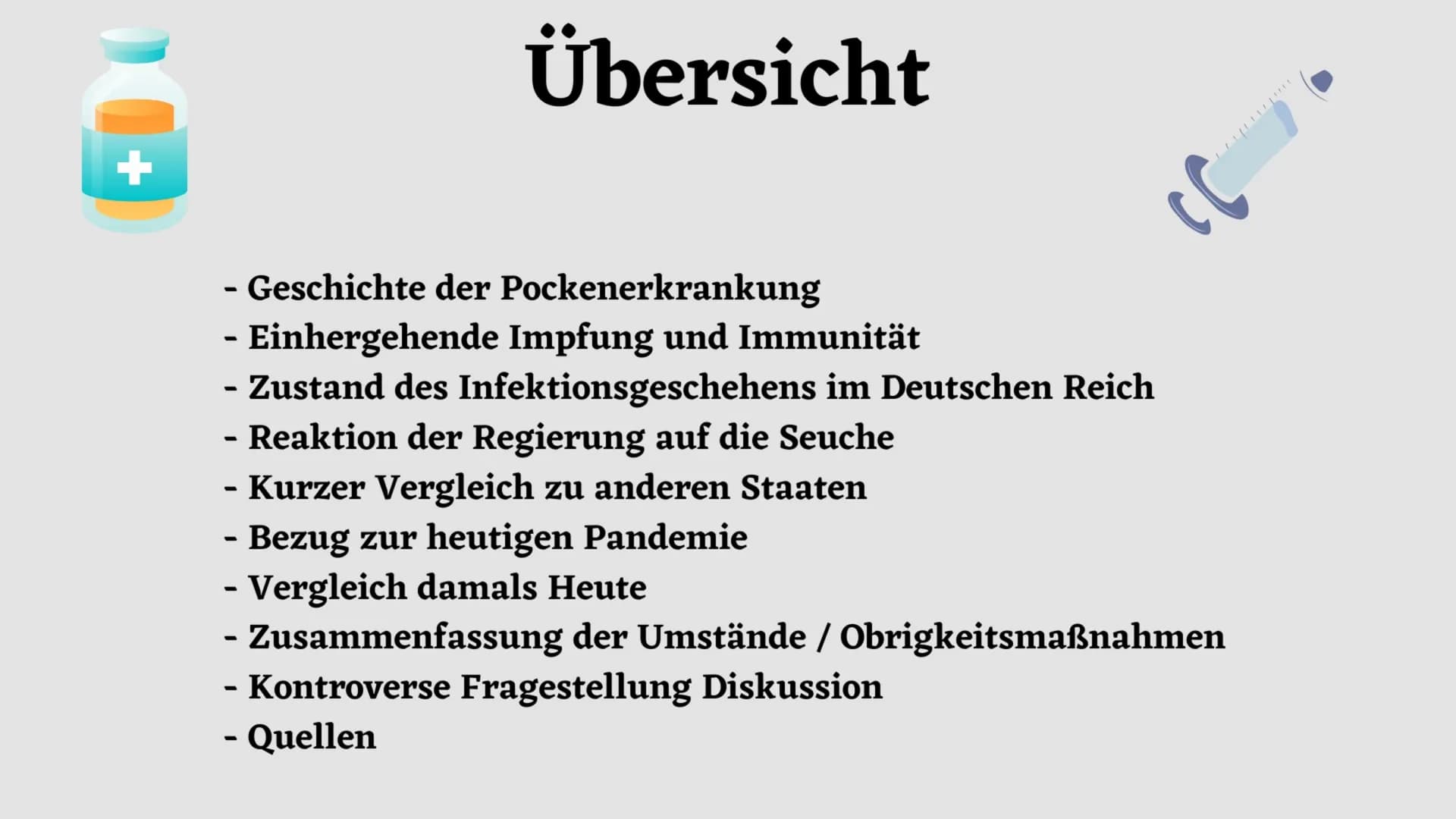 Was seht ihr? Pockenschutzimpfung 1874
Handout
Pocken Allgemein:
- Lebensgefährlicher Virus
- Infizierte sind übersäht mit Hautbläschen
Zust