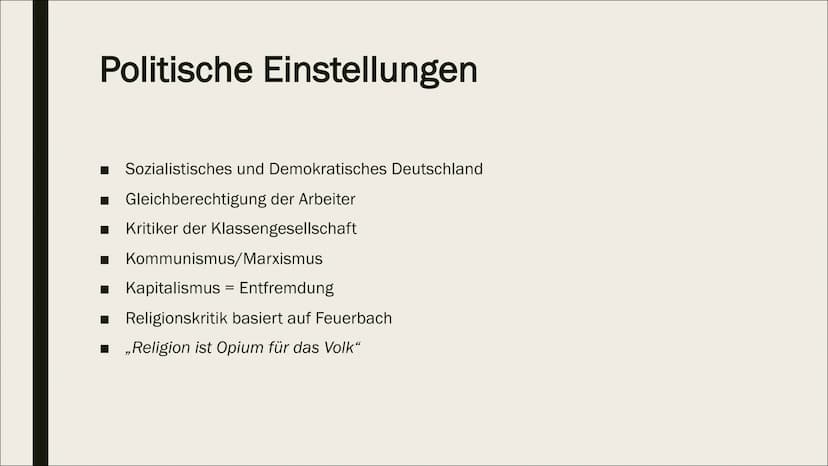 KARL MARX
Religionskritik Gliederung
■ Werdegang
■
Kurzbiografie
■
Politische Einstellung
Opium des Volks - Grundlagen
Feuerbachs Projektion
