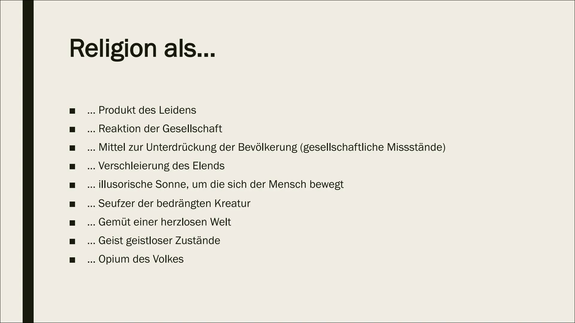 KARL MARX
Religionskritik Gliederung
■ Werdegang
■
Kurzbiografie
■
Politische Einstellung
Opium des Volks - Grundlagen
Feuerbachs Projektion
