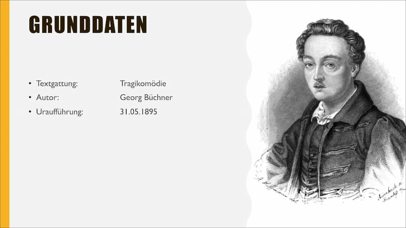 Georg Büchner
Woyzeck
Leonce und Lena
Reclam
Gliederung
Einleitung: Buch und Autor
Epoche
Inhalt und Charakterisierung
Fazit GRUNDDATEN
●
●
