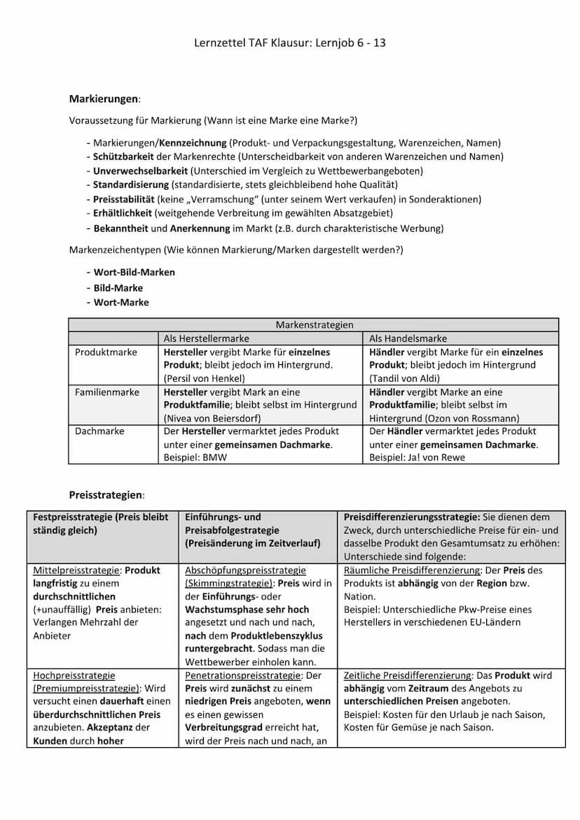Themenbereiche der Portfoliomatrix:
Marktwachstum
10%
5%
Lernzettel TAF Klausur: Lernjob 6 - 13
0
?
Question Marks
Poor Dogs
1
Stars
Cash Co
