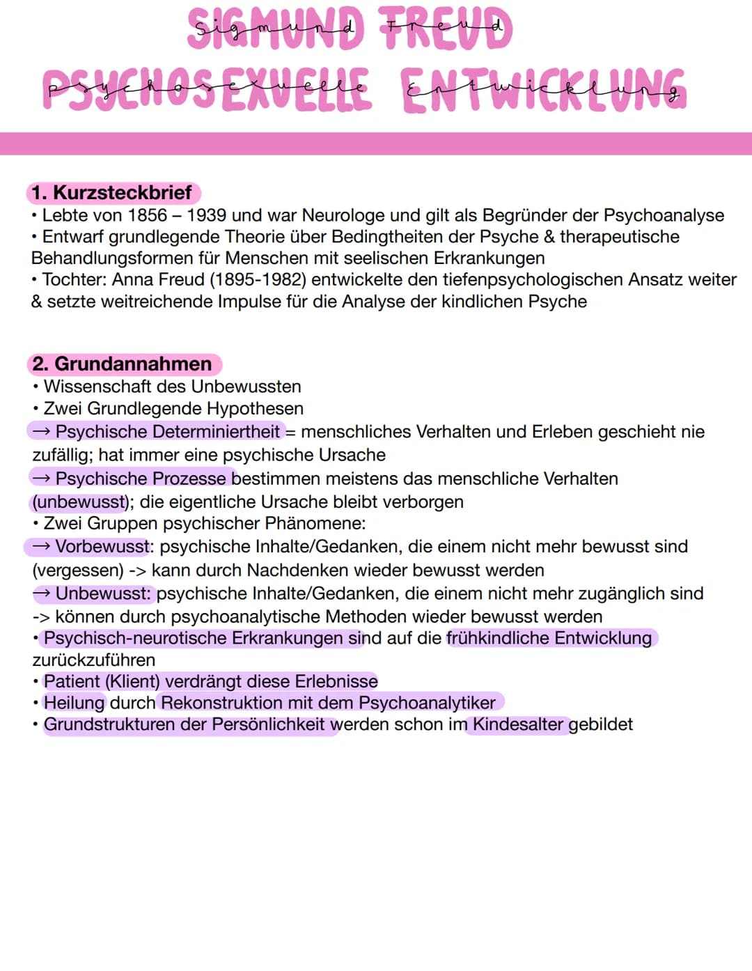 SIGMUND FREUD
PSYCHOS EXUELLE ENTWICKLUNG
1. Kurzsteckbrief
• Lebte von 1856 - 1939 und war Neurologe und gilt als Begründer der Psychoanaly