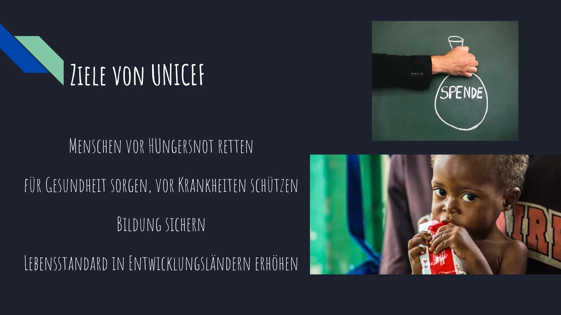 Was ist UNICEF ?
- Gründungsjahr: 1946
- Non-Profit-Organisation
- Kinderhilfswerk der Vereinten Nationen
- Gründerin: Ludwik Rajchman
- Lei