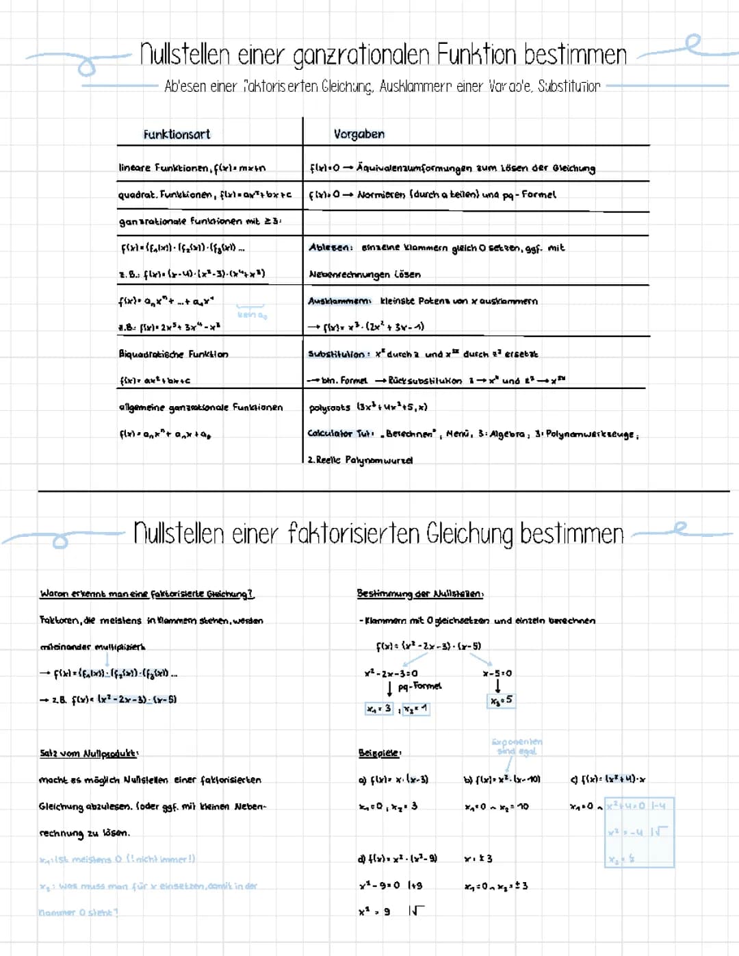 Nullstellen von ganzrationalen Funktionen bestimmen 