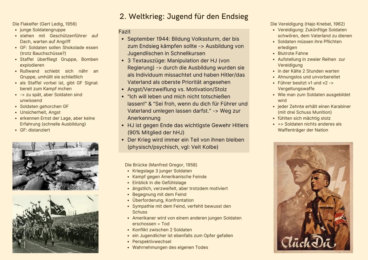 Die Flakelfer (Gert Ledig, 1956)
junge Soldatengruppe
stehen mit Geschützenführer auf
Dach, warten auf Angriff
. GF: Soldaten sollen Shokola