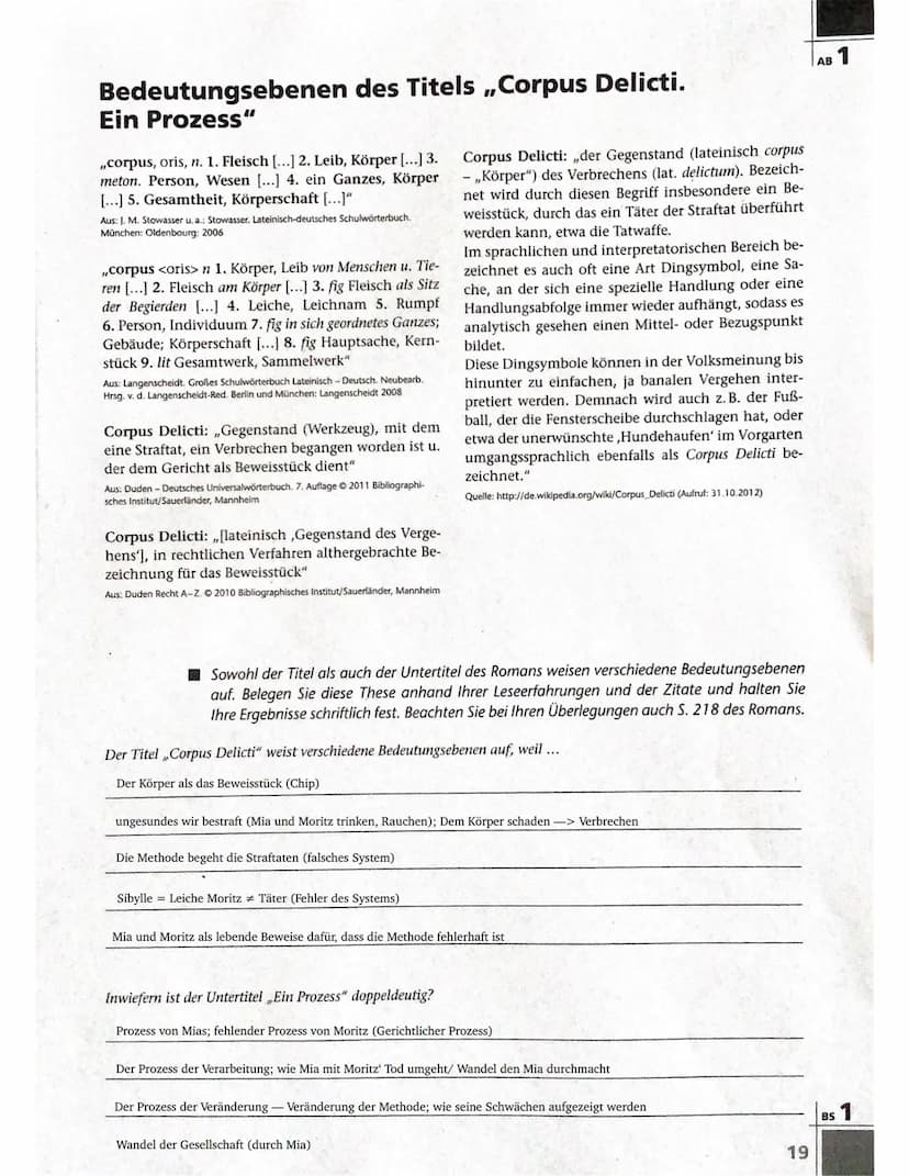 Der Roman ,,Corpus Delicti: Ein Prozess" spielt in einer Gesundheitsdiktatur der Zukunft. Darunter verstehst du einen
Staat, der seine Bürge