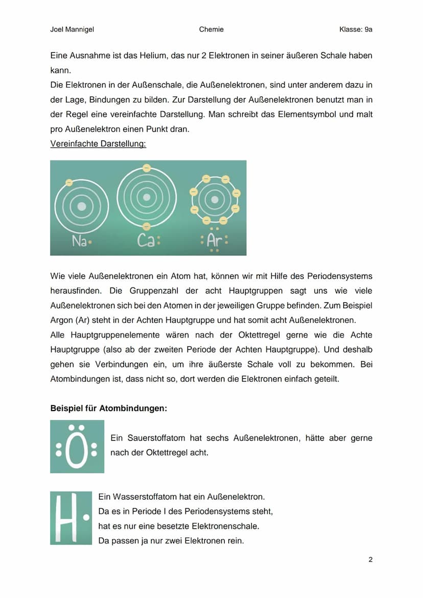 Joel Mannigel
●
Atombindungen
Atome können durch verschiedene Bindungen zu Molekülen oder Verbindungen
kombiniert werden.
●
Chemie
●
Die Ato