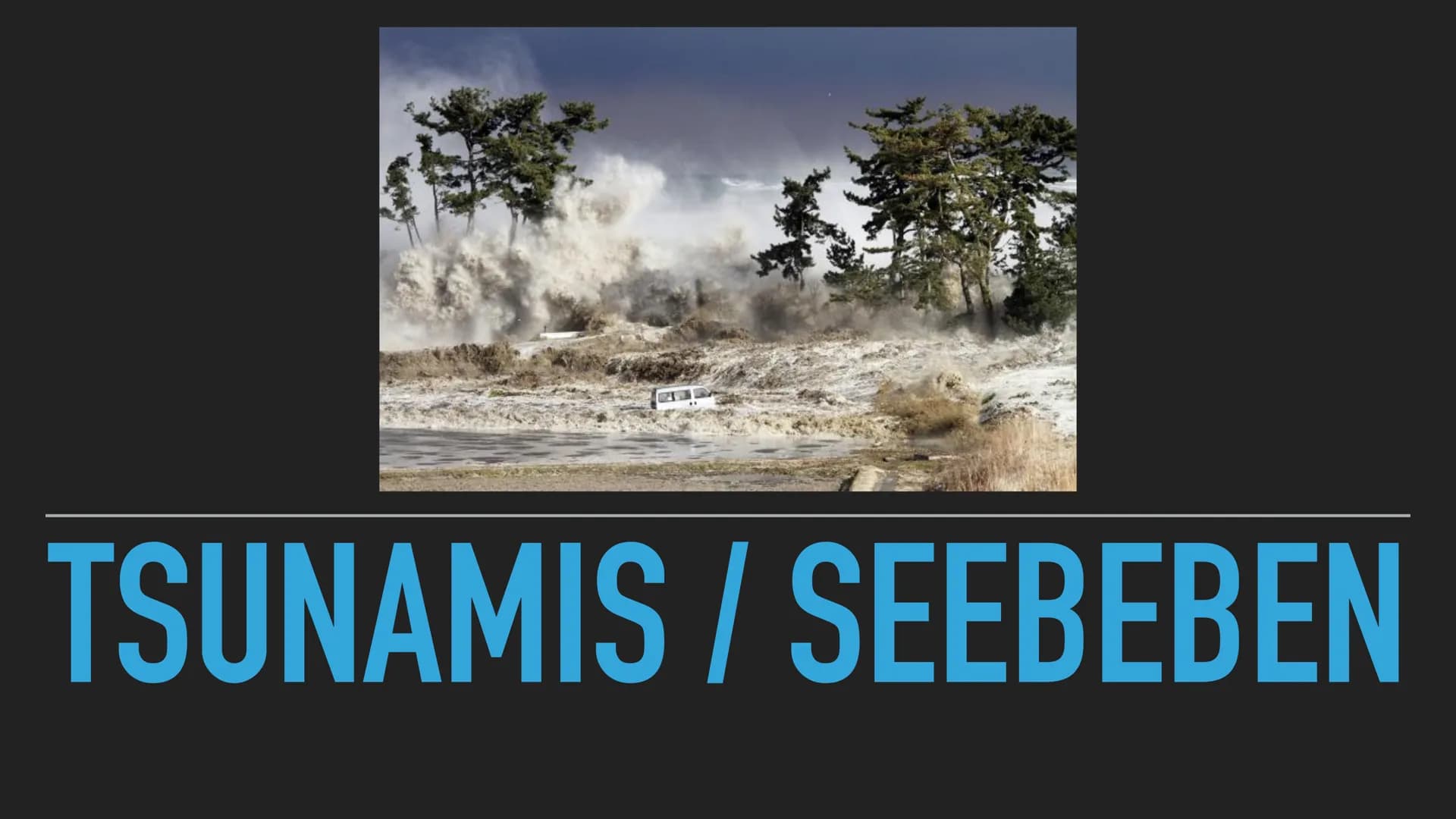 TSUNAMIS / SEEBEBEN GLIEDERUNG
► Was ist ein Tsunami?
Wie entsteht ein Tsunami?
▸ Auswirkungen und Folgen
▶ Tsunami vom 26. Dezember 2004
▶ 