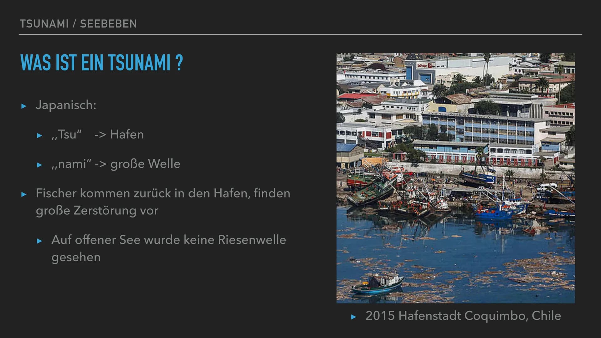 TSUNAMIS / SEEBEBEN GLIEDERUNG
► Was ist ein Tsunami?
Wie entsteht ein Tsunami?
▸ Auswirkungen und Folgen
▶ Tsunami vom 26. Dezember 2004
▶ 