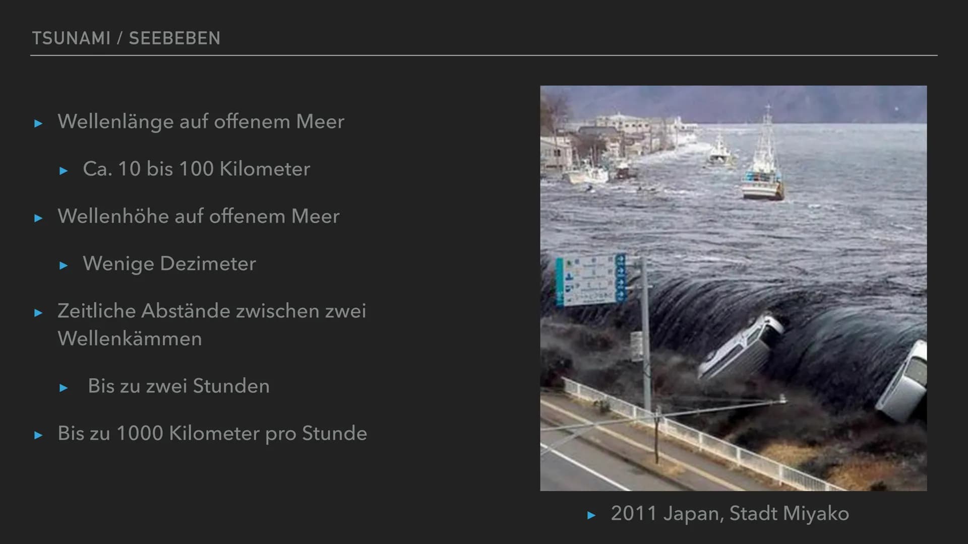TSUNAMIS / SEEBEBEN GLIEDERUNG
► Was ist ein Tsunami?
Wie entsteht ein Tsunami?
▸ Auswirkungen und Folgen
▶ Tsunami vom 26. Dezember 2004
▶ 