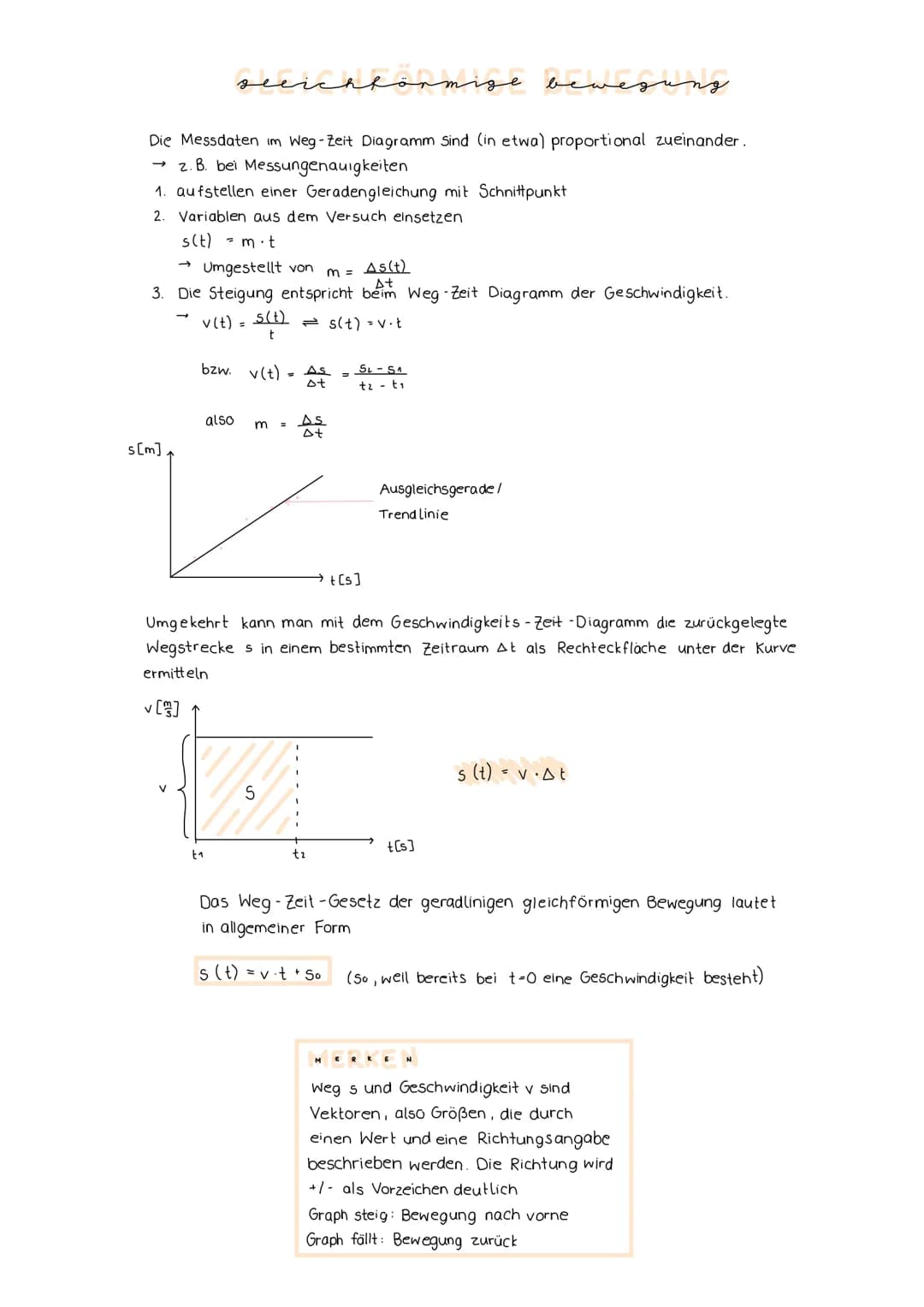 konstant beschleunigte bewegung.
Aus unserem Versuch zur beschleunigten Bewegung können wir folgende Erkenntnisse ziehen
1. Der Weg s ist pr