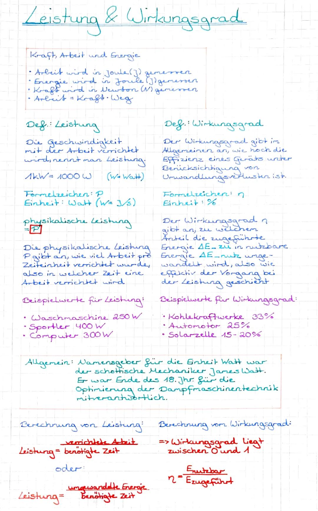 Elektrische Leistung Aufgaben mit Lösungen - Klasse 8 und 9