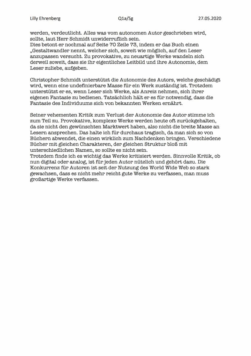 Lilly Ehrenberg
Q1a/Sg
27.05.2020
Das papierlose Buch der Zukunft
Der Artikel „Das papierlose Buch der Zukunft hat viele Autoren: Wie E-Book