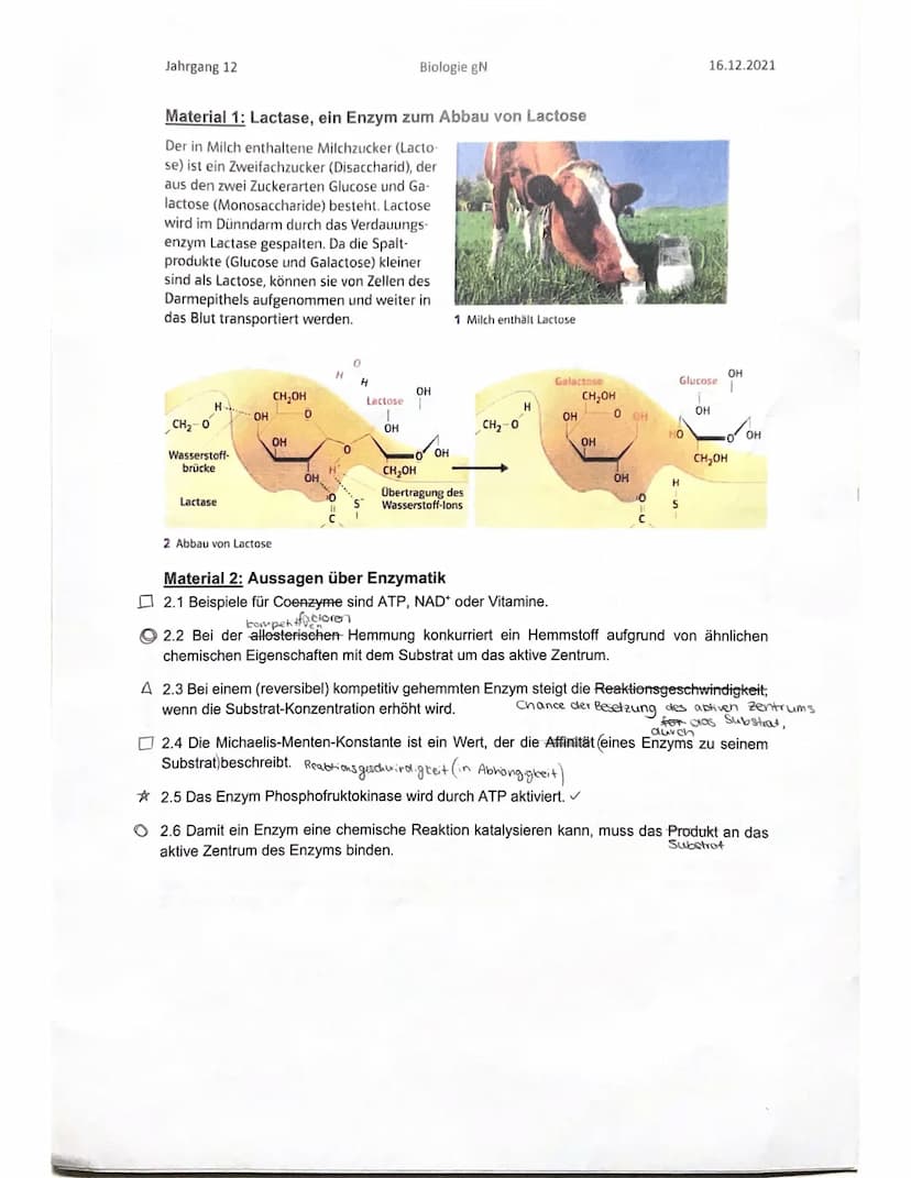 Jahrgang 12
Name:
Ergebnis:
Aufgabennummer
Erreichte
Punktzahl
Mögliche
Punktzahl
Klausur Nr. 2-Zellatmung und Enzymatik
Biologie gN
1.1
16.