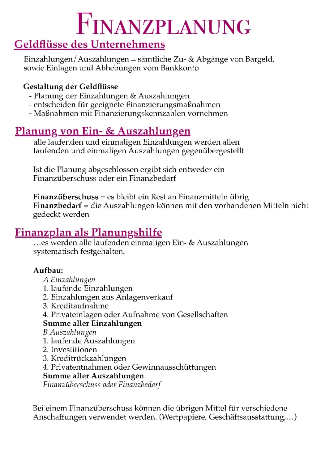 Finanzplanung