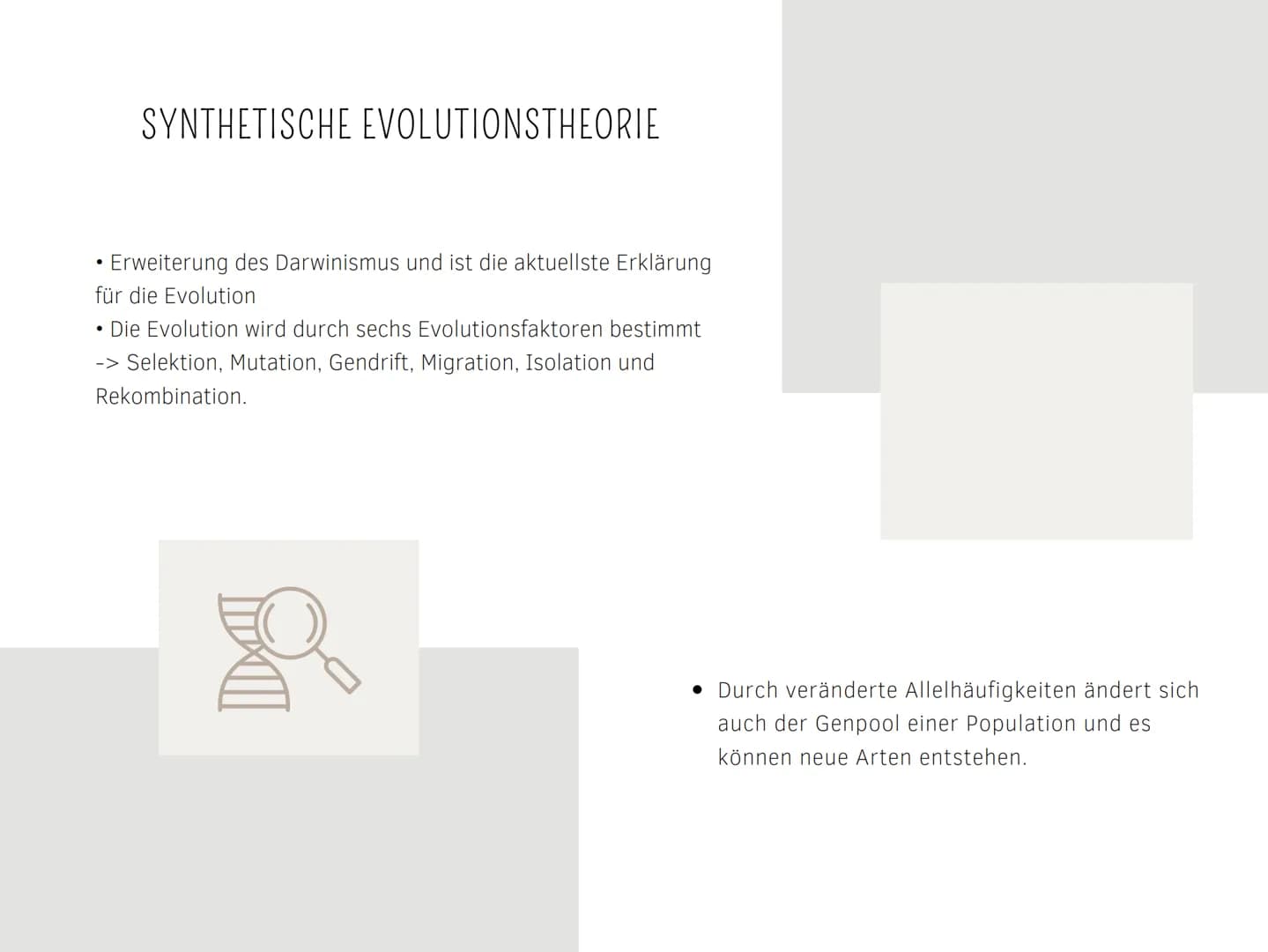 EVOLUTIONSTHEORIEN
Von Kilian und Aleyna BRAINSTORMING
li
BRAINSTORMING
8 GLIEDERUNG
EVOLUTIONSTHEORIEN
Was sind Evolutionstheorien ?
Evolut