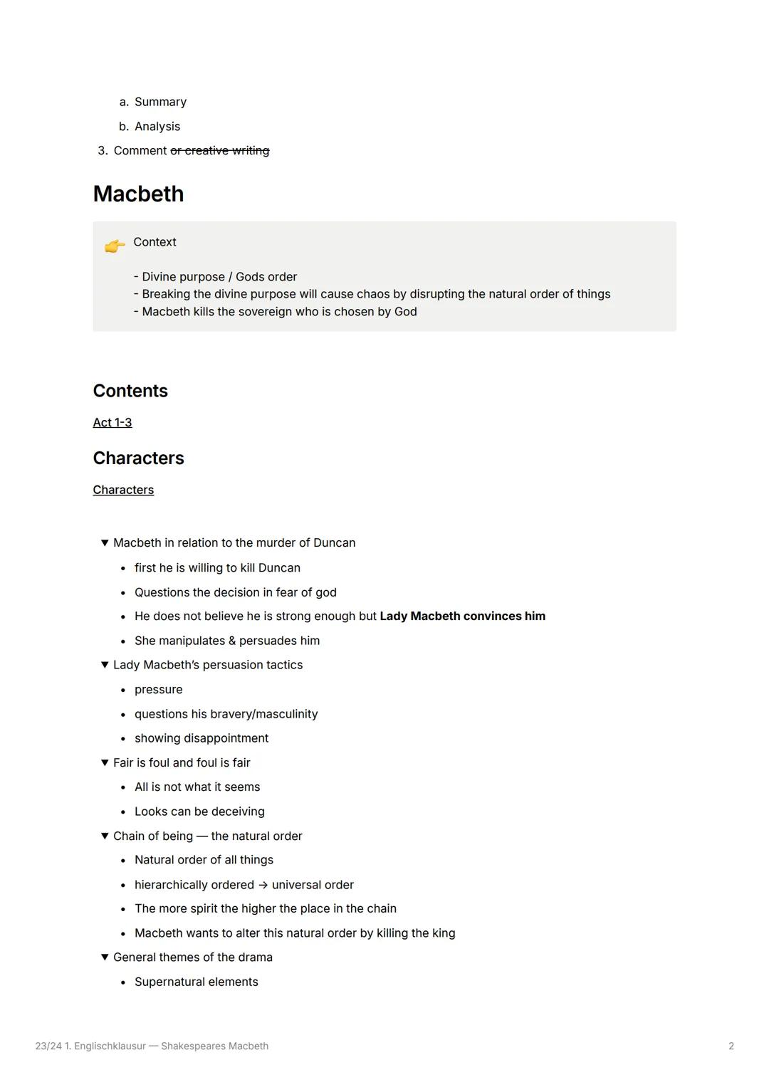 23/24 1. Englischklausur - Shakespeares
Macbeth

Tasks
Macbeth
Contents
Characters
Themes
Stylistic devices
Blank Verse
Imagery
Rhyme and me