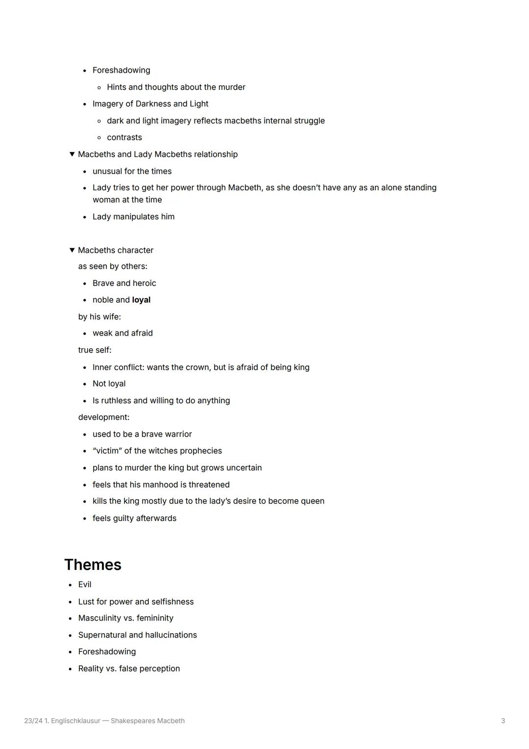 23/24 1. Englischklausur - Shakespeares
Macbeth

Tasks
Macbeth
Contents
Characters
Themes
Stylistic devices
Blank Verse
Imagery
Rhyme and me