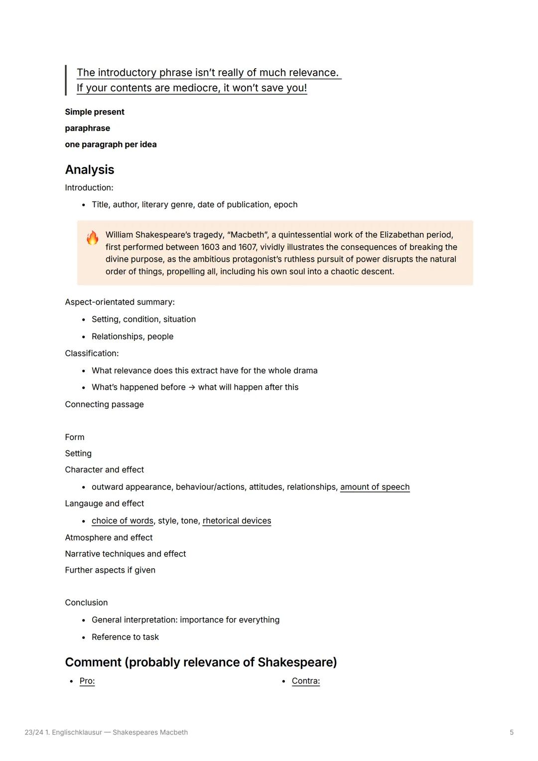 23/24 1. Englischklausur - Shakespeares
Macbeth

Tasks
Macbeth
Contents
Characters
Themes
Stylistic devices
Blank Verse
Imagery
Rhyme and me