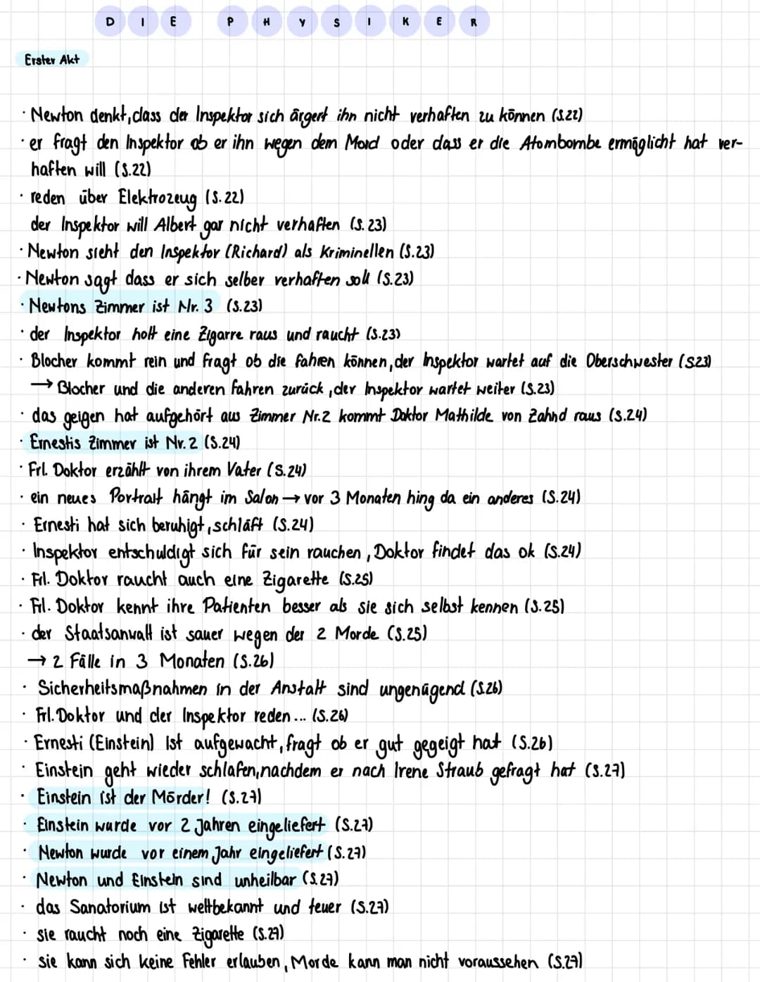 Erster Akt
D
Ort: Salon einer Villa (von Les Cerisiers)
E
P
.
H
• im Salon halten sich meist 3 Patienten auf→→→ Physiker (5.12)
alle Physike