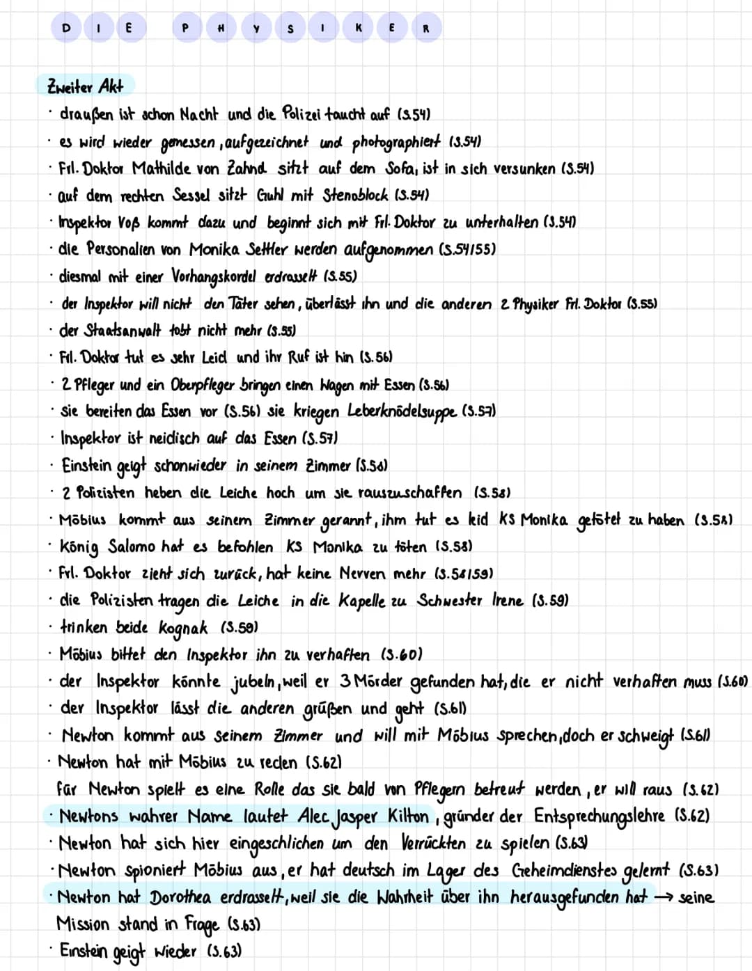 Erster Akt
D
Ort: Salon einer Villa (von Les Cerisiers)
E
P
.
H
• im Salon halten sich meist 3 Patienten auf→→→ Physiker (5.12)
alle Physike