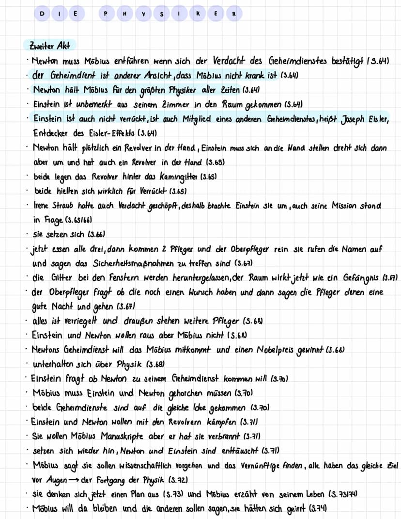 Erster Akt
D
Ort: Salon einer Villa (von Les Cerisiers)
E
P
.
H
• im Salon halten sich meist 3 Patienten auf→→→ Physiker (5.12)
alle Physike