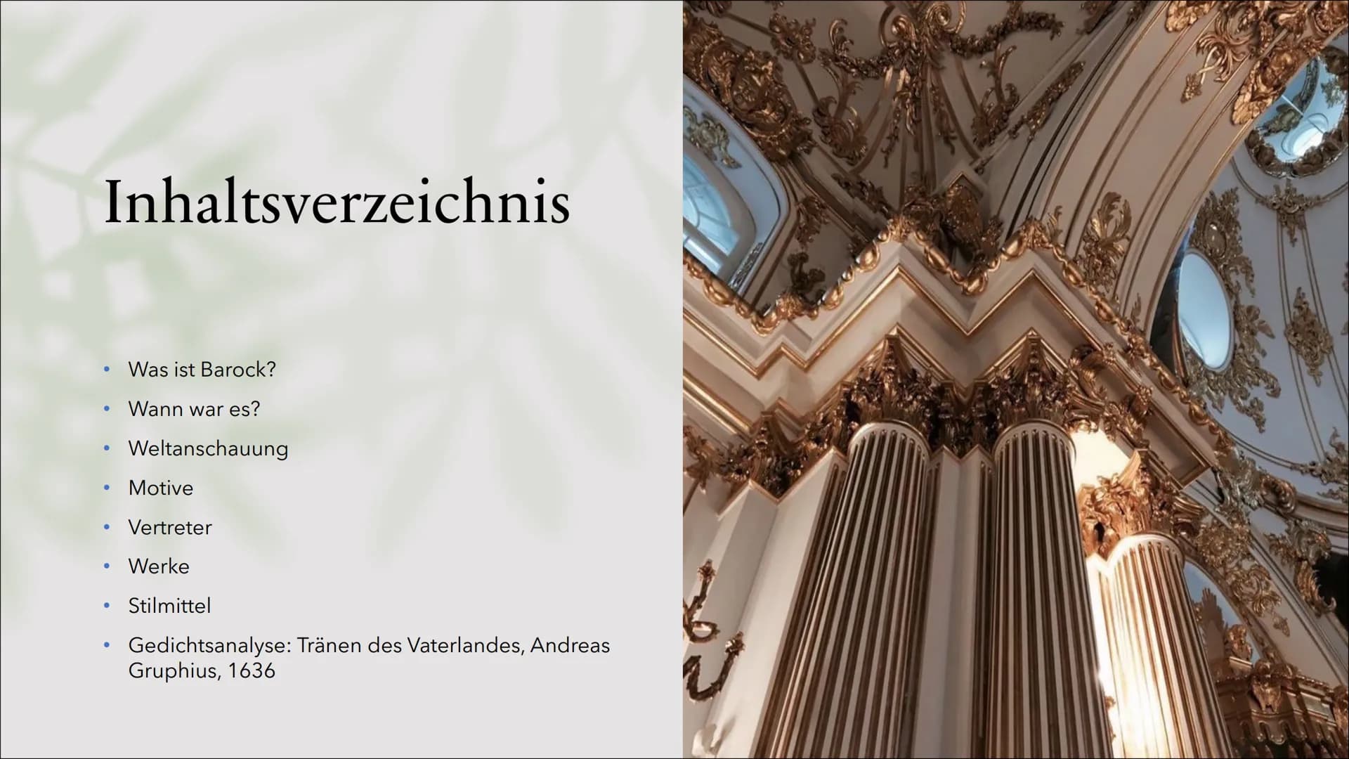 99
Barock
Ariane, Luke, Michael
2 Inhaltsverzeichnis
Was ist Barock?
Wann war es?
Weltanschauung
Motive
Vertreter
Werke
Stilmittel
Gedichtsa