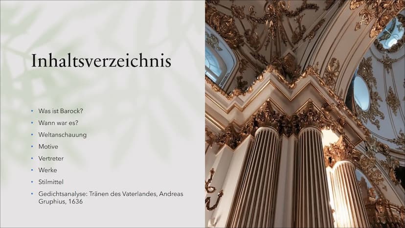 99
Barock
Ariane, Luke, Michael
2 Inhaltsverzeichnis
Was ist Barock?
Wann war es?
Weltanschauung
Motive
Vertreter
Werke
Stilmittel
Gedichtsa