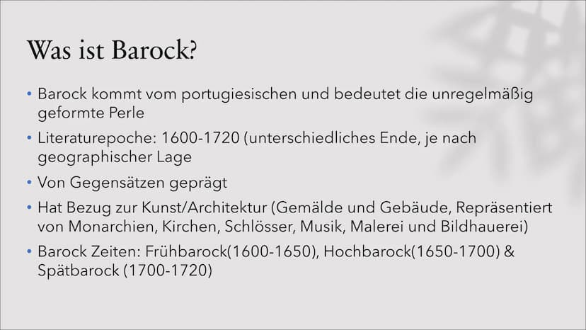 99
Barock
Ariane, Luke, Michael
2 Inhaltsverzeichnis
Was ist Barock?
Wann war es?
Weltanschauung
Motive
Vertreter
Werke
Stilmittel
Gedichtsa