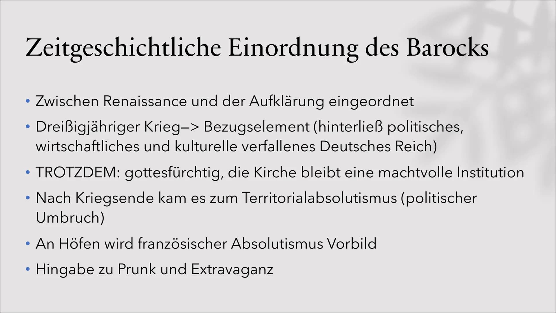 99
Barock
Ariane, Luke, Michael
2 Inhaltsverzeichnis
Was ist Barock?
Wann war es?
Weltanschauung
Motive
Vertreter
Werke
Stilmittel
Gedichtsa