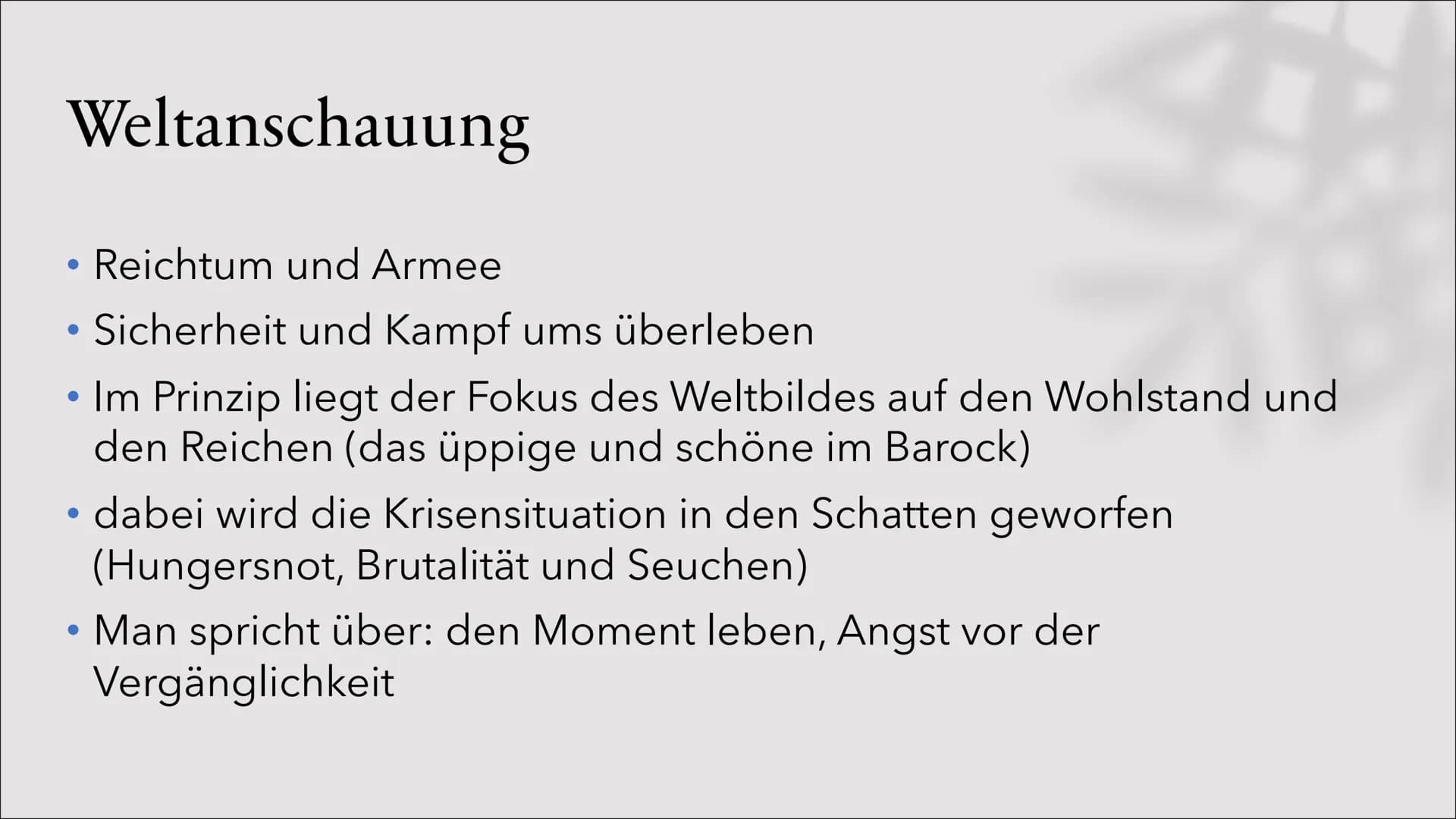 99
Barock
Ariane, Luke, Michael
2 Inhaltsverzeichnis
Was ist Barock?
Wann war es?
Weltanschauung
Motive
Vertreter
Werke
Stilmittel
Gedichtsa