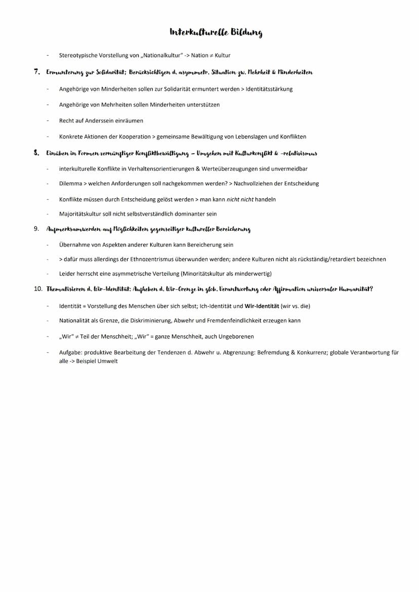 1. Erkennen des eigenen, unvermeidlichen Ethnozentrismus
eigenes Denkens/ Werten in Denkgrundlagen der eigenen Lebenswelt/ Ethnie eingebunde