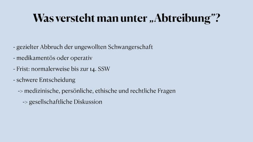 Abtreibung
Die richtige Entscheidung?
Lilly -
Gliederung
Allgemeine Informationen
-> Erläuterung
-> Statistiken
-> rechtliche Lage (in versc