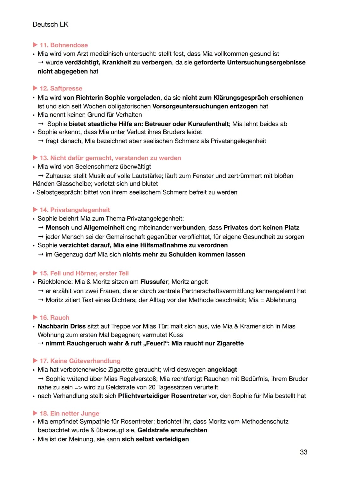 Deutsch LK
CORPUS DELICTI
Inhaltszusammenfassung
1. Das Vorwort
• aus fiktiven Werk Heinrich Kramers: ,,Gesundheit als Prinzip staatlicher L