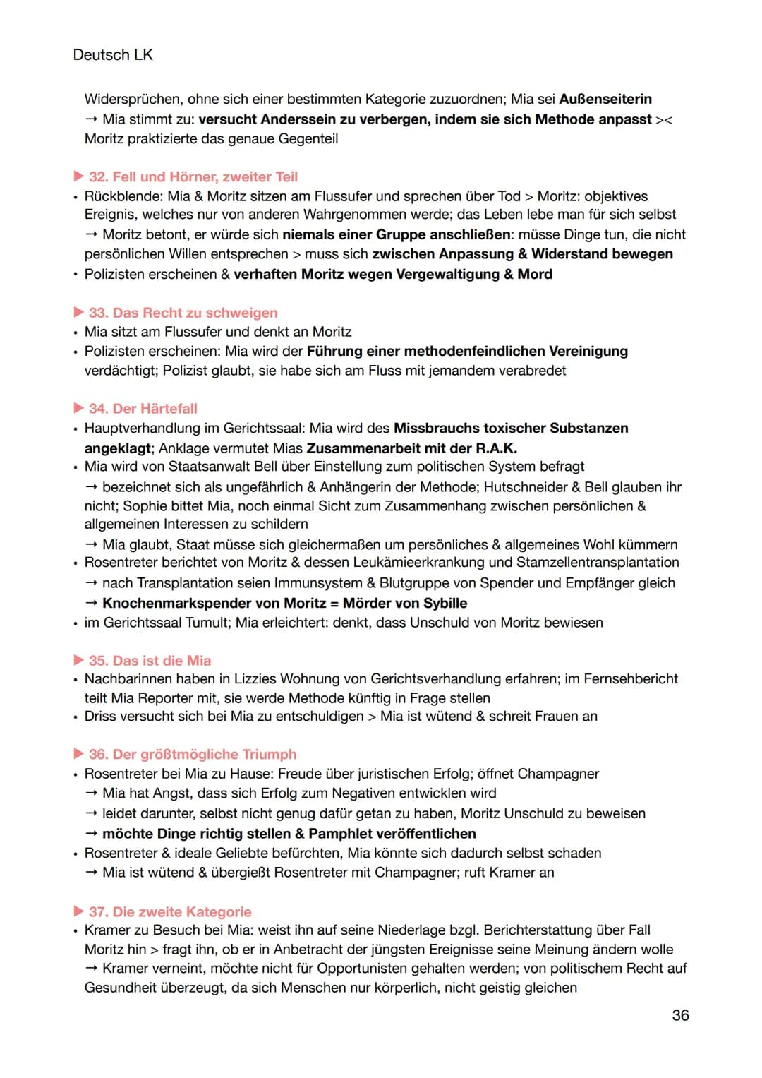 Deutsch LK
CORPUS DELICTI
Inhaltszusammenfassung
1. Das Vorwort
• aus fiktiven Werk Heinrich Kramers: ,,Gesundheit als Prinzip staatlicher L