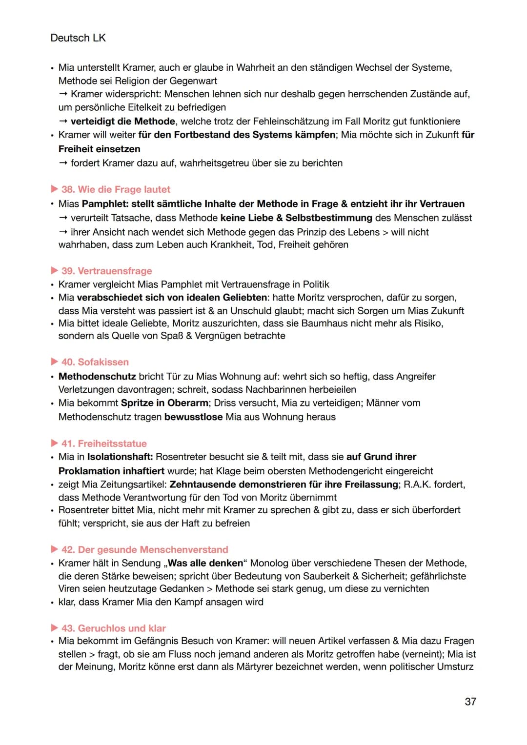 Deutsch LK
CORPUS DELICTI
Inhaltszusammenfassung
1. Das Vorwort
• aus fiktiven Werk Heinrich Kramers: ,,Gesundheit als Prinzip staatlicher L