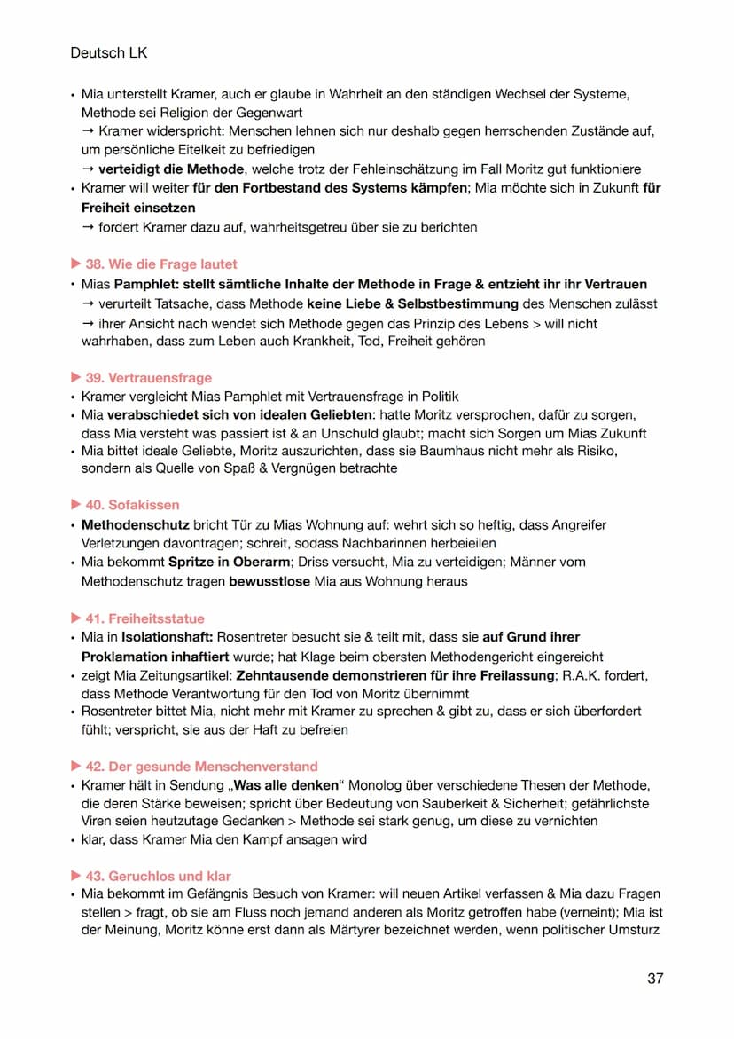 Deutsch LK
CORPUS DELICTI
Inhaltszusammenfassung
1. Das Vorwort
• aus fiktiven Werk Heinrich Kramers: ,,Gesundheit als Prinzip staatlicher L