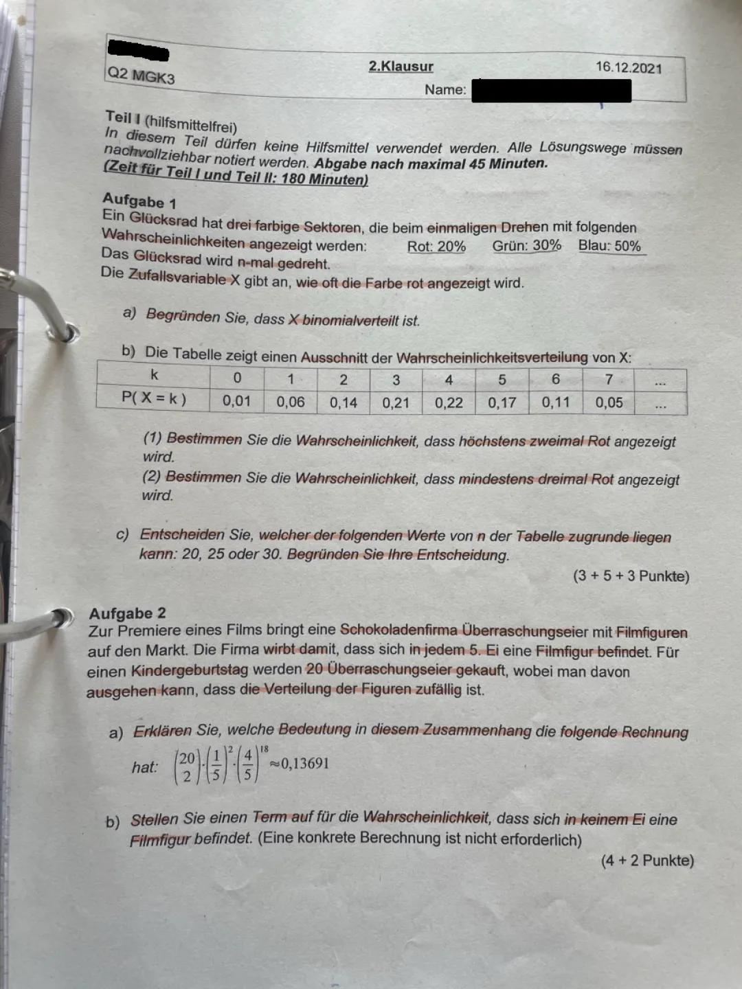 Tolle Stochastik Aufgaben für Abitur mit Lösungen PDF - Binomialverteilung und Laplace-Experimente