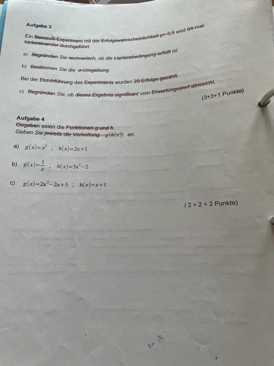 Q2 MGK3
2.Klausur
Name:
Teil 1 (hilfsmittelfrei)
In diesem Teil dürfen keine Hilfsmittel verwendet werden. Alle Lösungswege müssen
nachvollz
