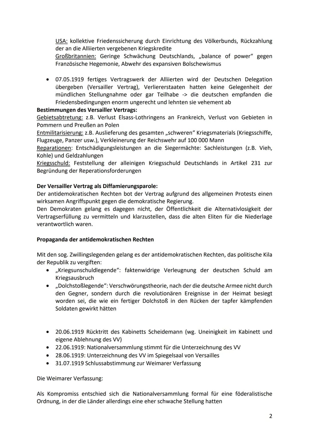 Geschichte Zusammenfassung 11/2 und 12/1
1. Die Weimarer Republik- Demokratie ohne Demokraten
Erster Weltkrieg: 28. Juli. 1914-11. November 