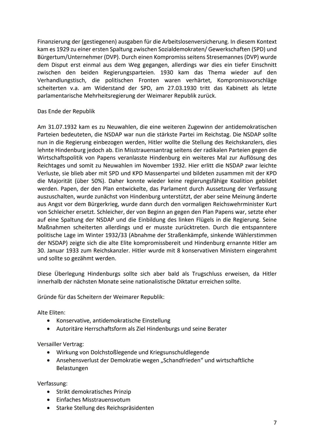 Geschichte Zusammenfassung 11/2 und 12/1
1. Die Weimarer Republik- Demokratie ohne Demokraten
Erster Weltkrieg: 28. Juli. 1914-11. November 